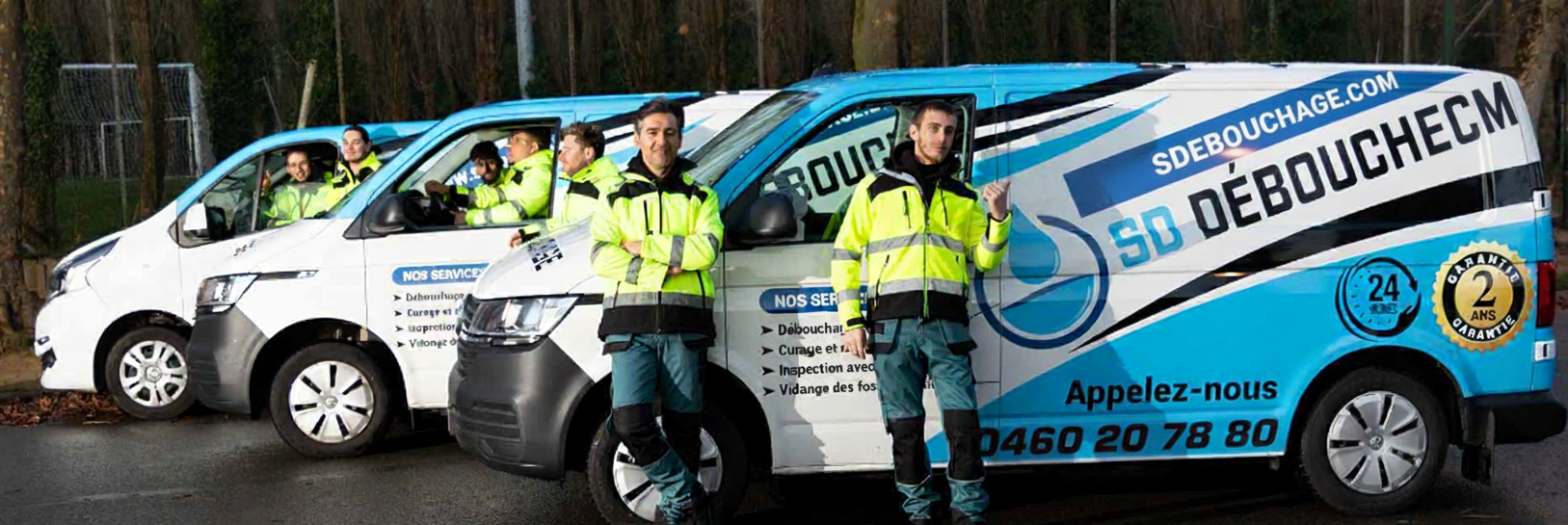 SD Débouchage team with service vans